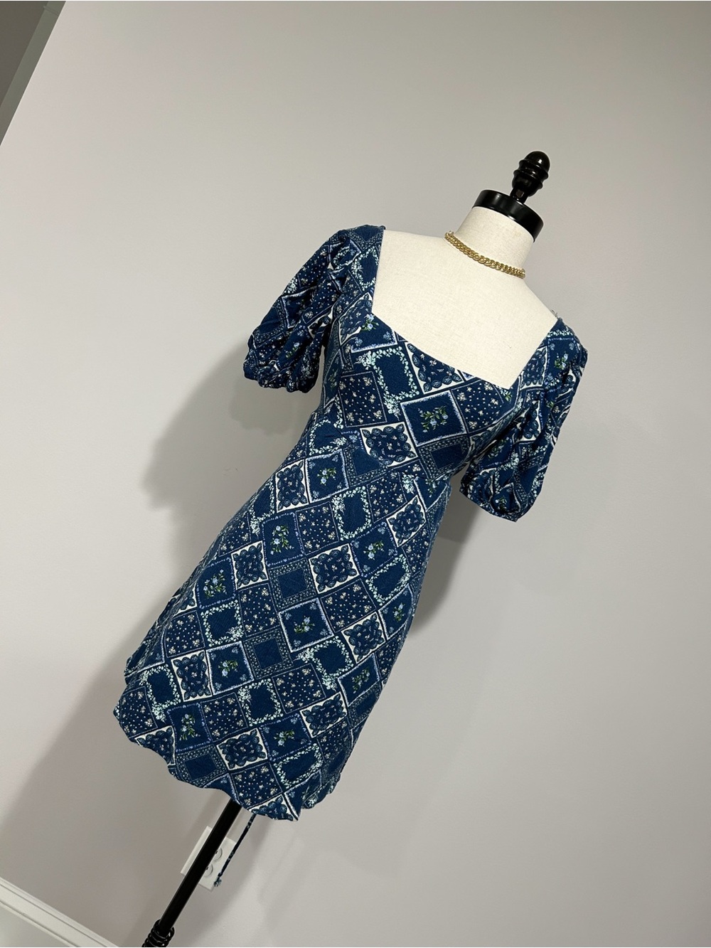 Altar'd State Blue Patterned Mini Dress